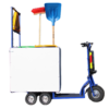 Transporteur électrique équipé avec caisson ouvert face supérieure et porte arrière, 5 roues PRO, ROLL AND GO